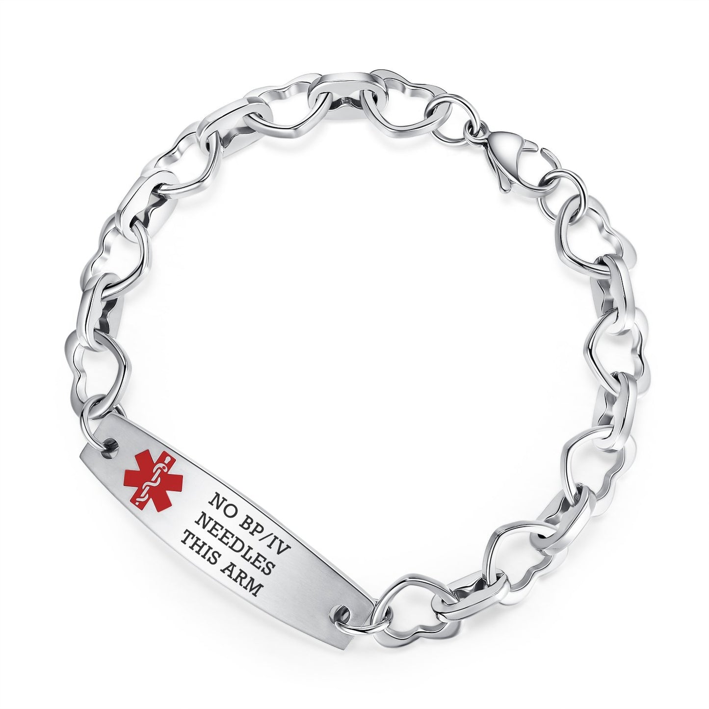 Heart Medical Alert Bracelets for Women Stainless Steel Heart Link Medical bracelets