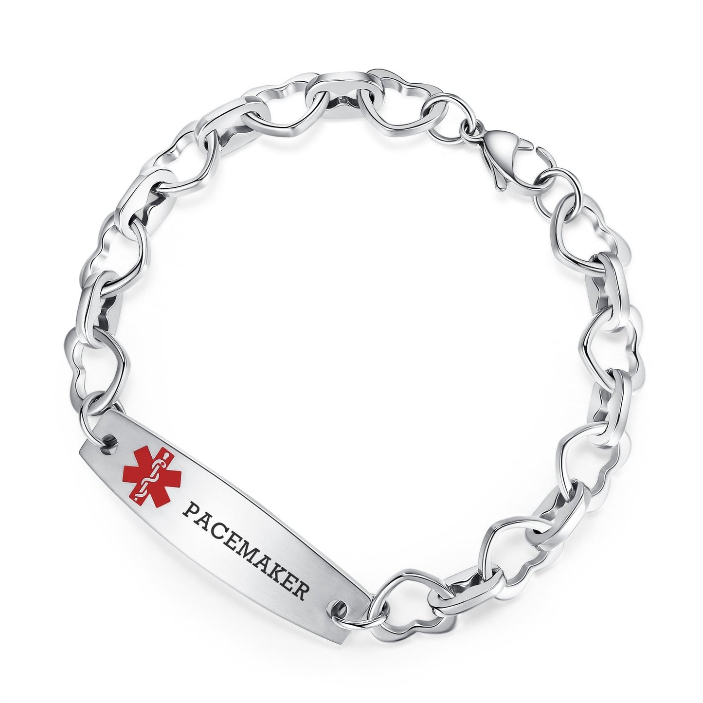 Heart Medical Alert Bracelets for Women Stainless Steel Heart Link Medical bracelets