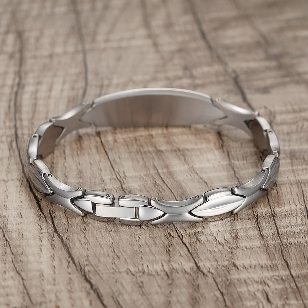 Stainless Steel Fashion Medical Id Bracelet For Women with pre-engraving medical conditions