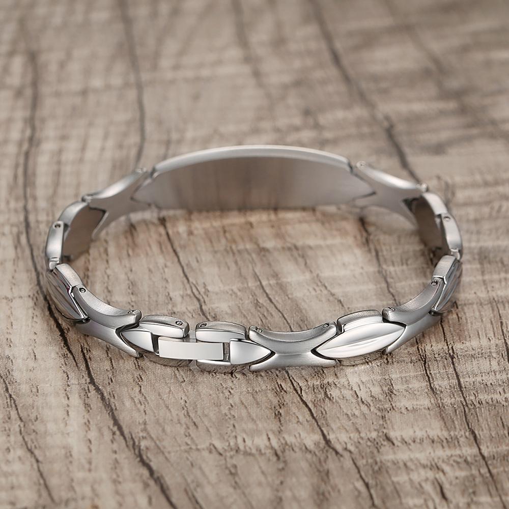 LinnaLove Fashion Shiny medical alert bracelet with Free Engraving Stainless steel Medical id bracelet for Women