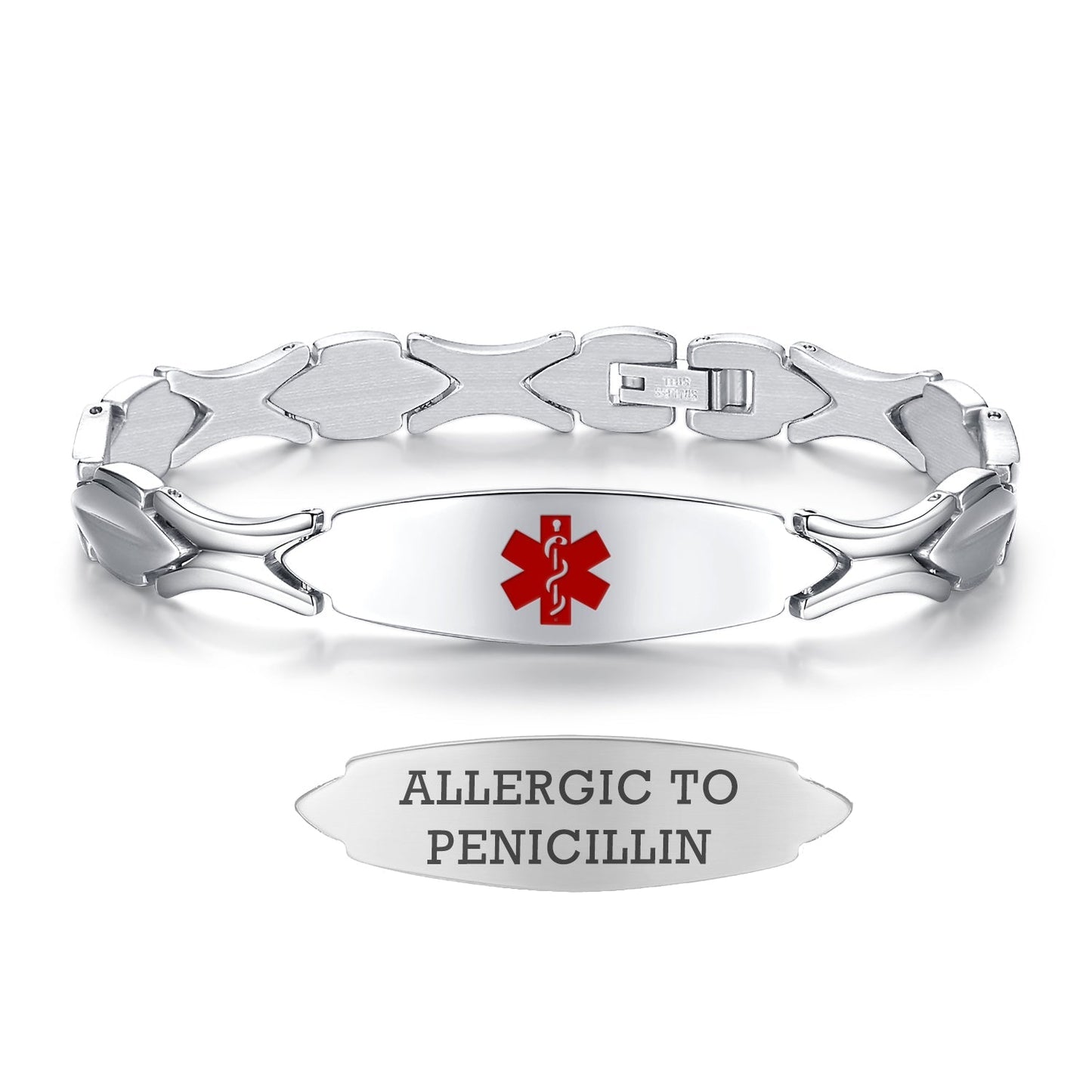 Stainless Steel Fashion Medical Id Bracelet For Women with pre-engraving medical conditions