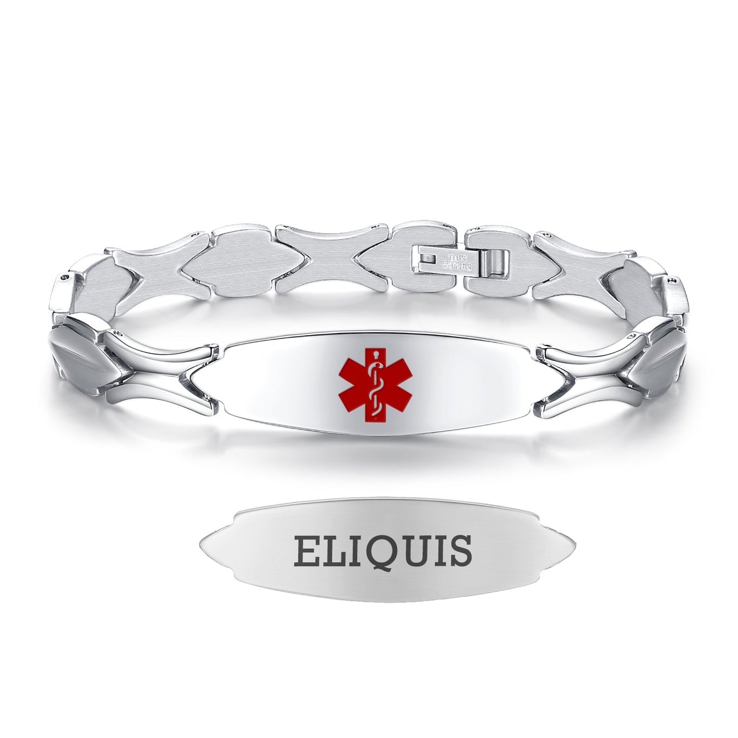 Stainless Steel Fashion Medical Id Bracelet For Women with pre-engraving medical conditions