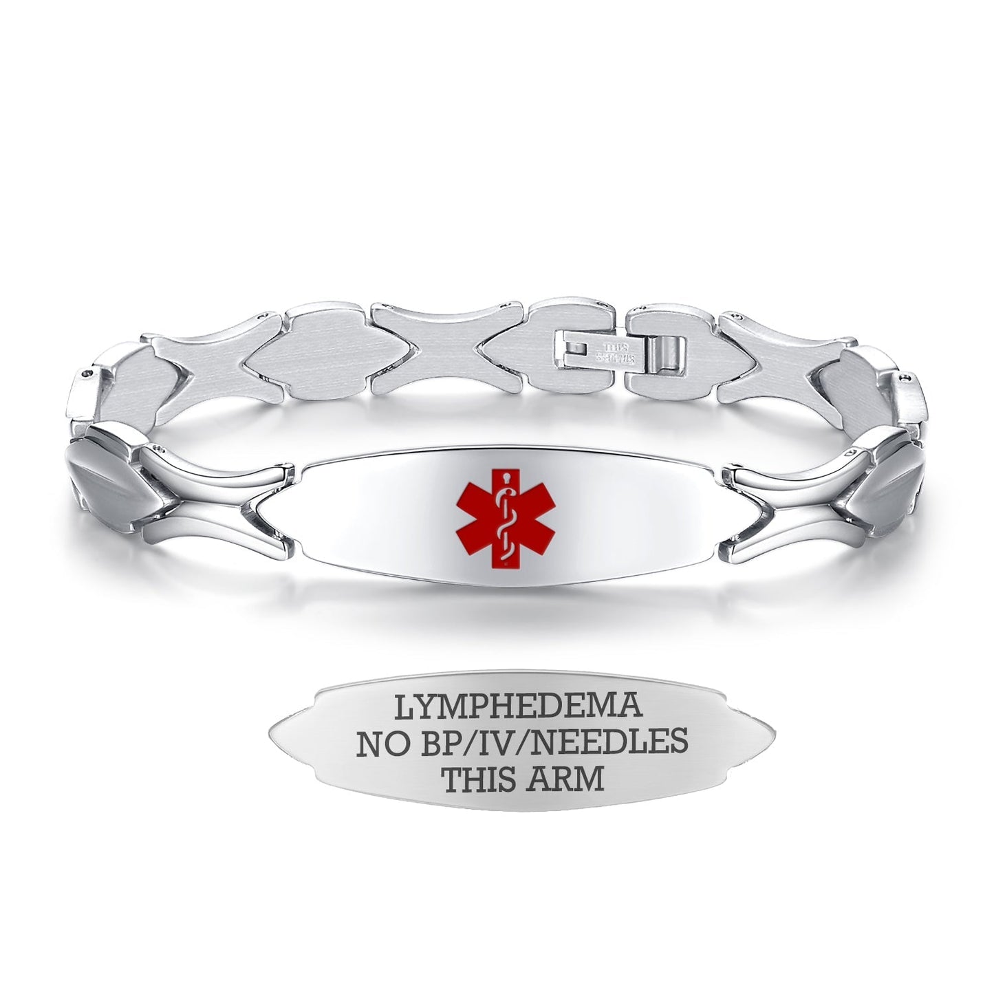 Stainless Steel Fashion Medical Id Bracelet For Women with pre-engraving medical conditions