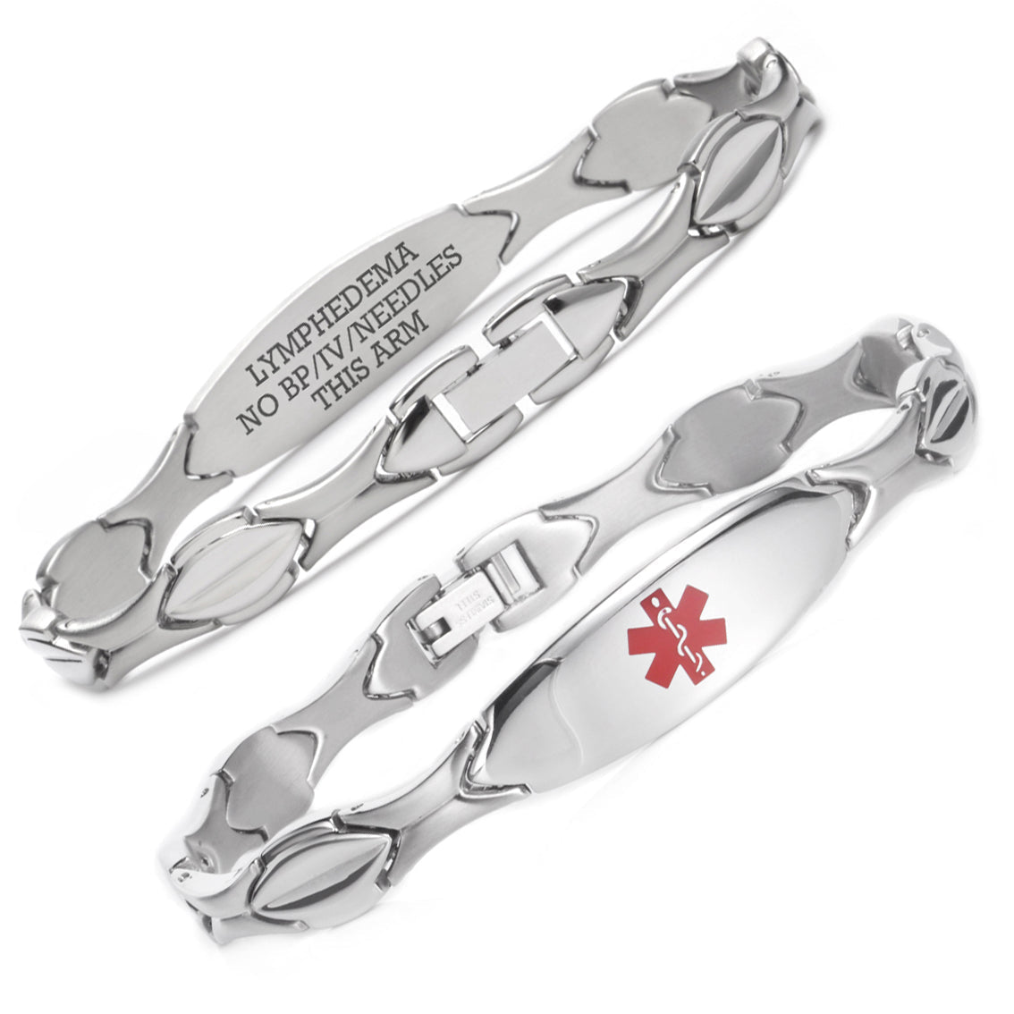 Stainless Steel Fashion Medical Id Bracelet For Women with pre-engraving medical conditions
