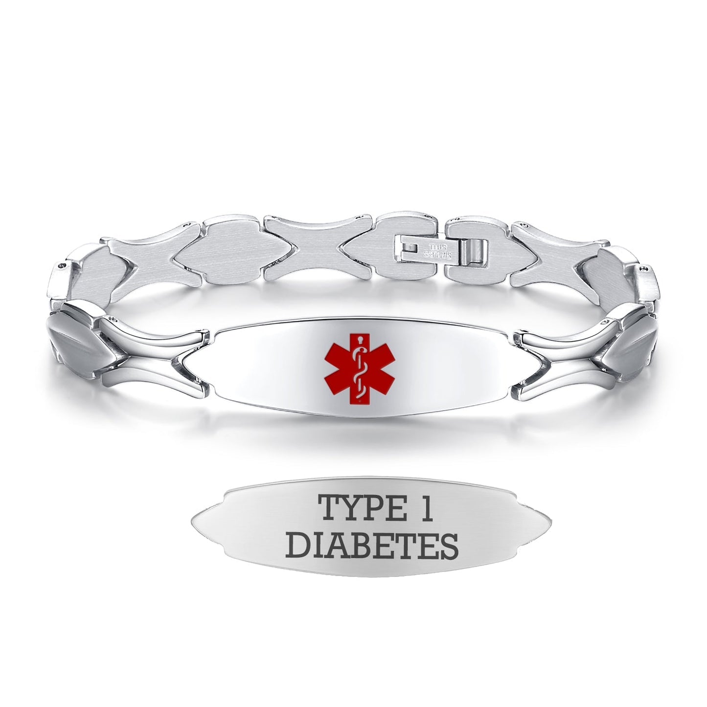 Stainless Steel Fashion Medical Id Bracelet For Women with pre-engraving medical conditions