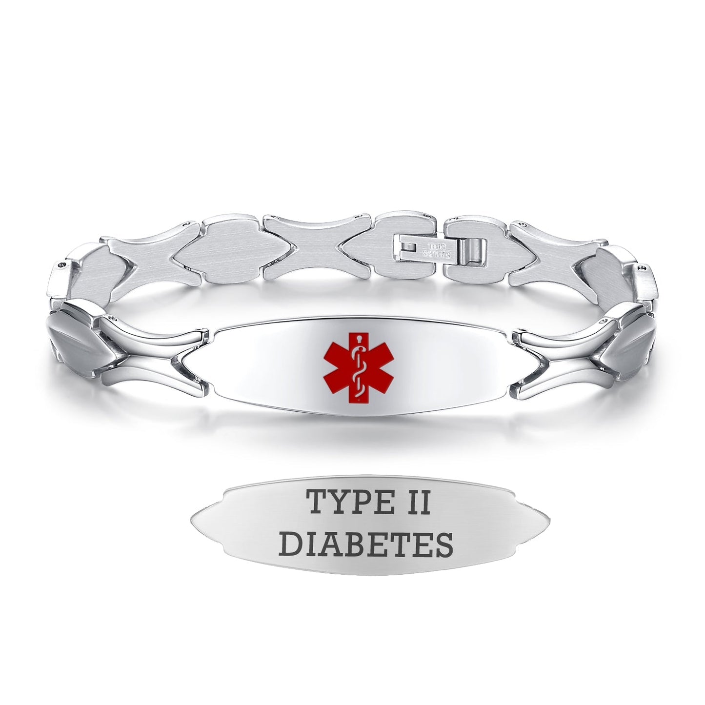 Stainless Steel Fashion Medical Id Bracelet For Women with pre-engraving medical conditions