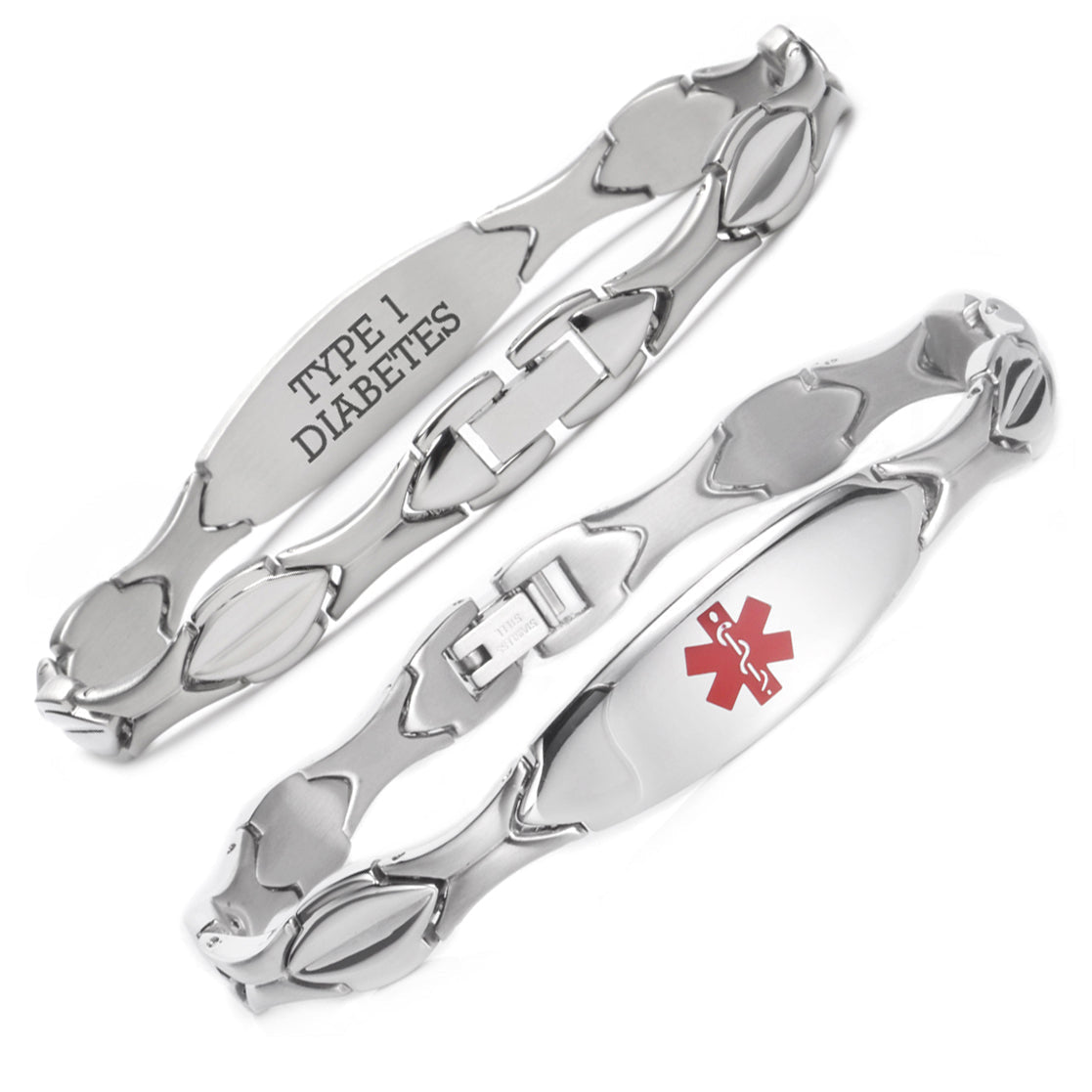 Stainless Steel Fashion Medical Id Bracelet For Women with pre-engraving medical conditions