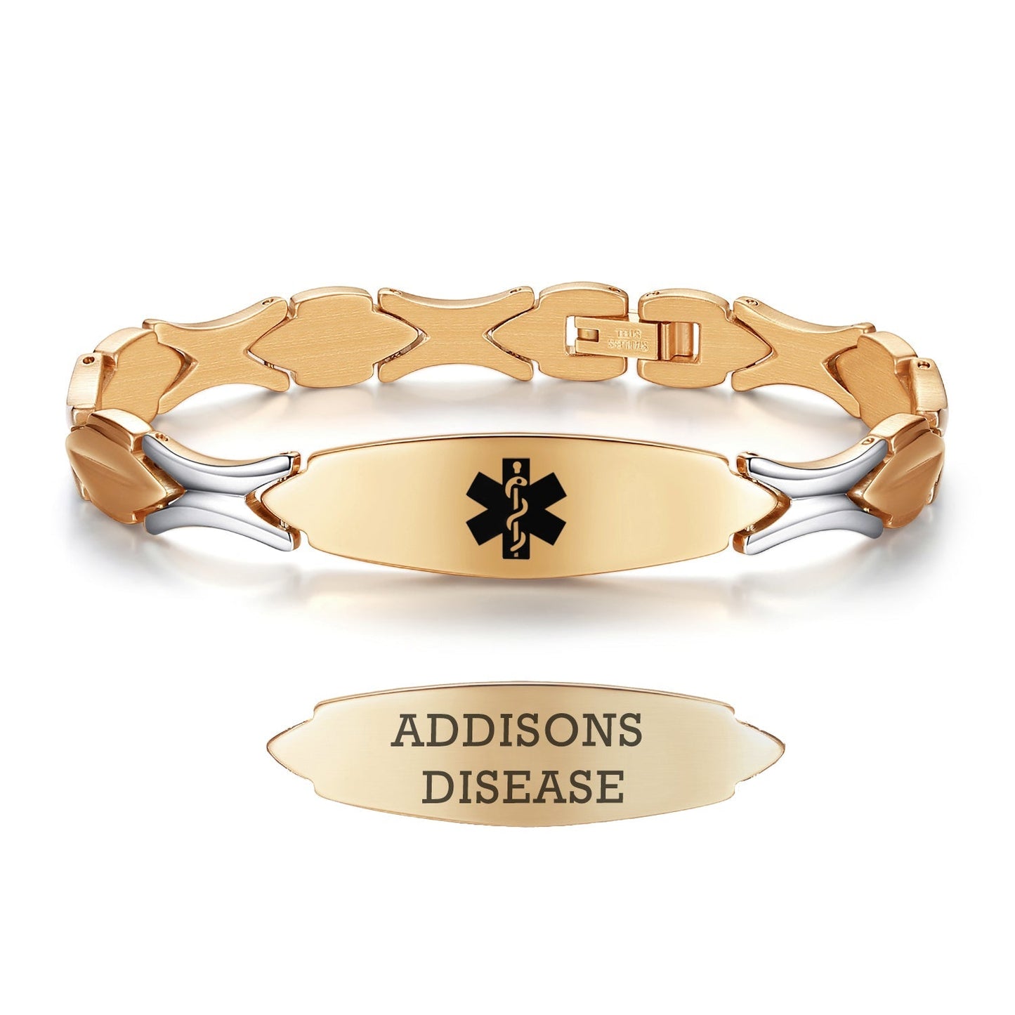 Stainless Steel Fashion Medical Id Bracelet For Women with pre-engraving medical conditions