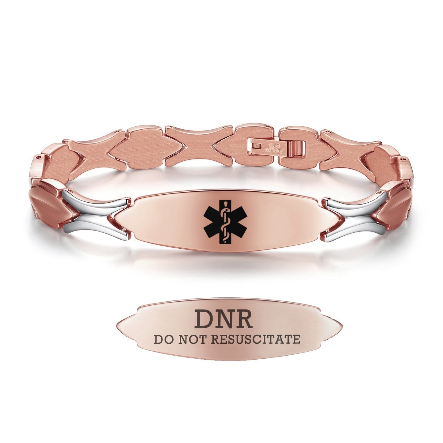 Stainless Steel Fashion Medical Id Bracelet For Women with pre-engraving medical conditions