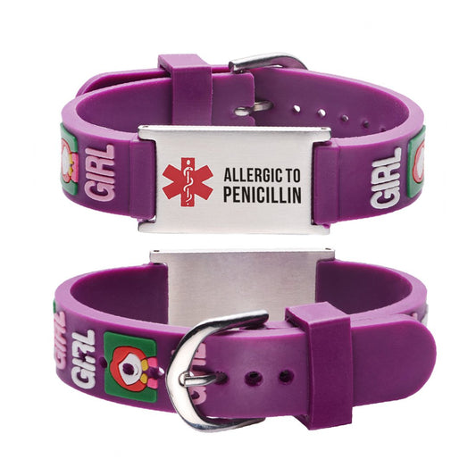Allergic to Penicillin Alert Bracelet for kids-little girl