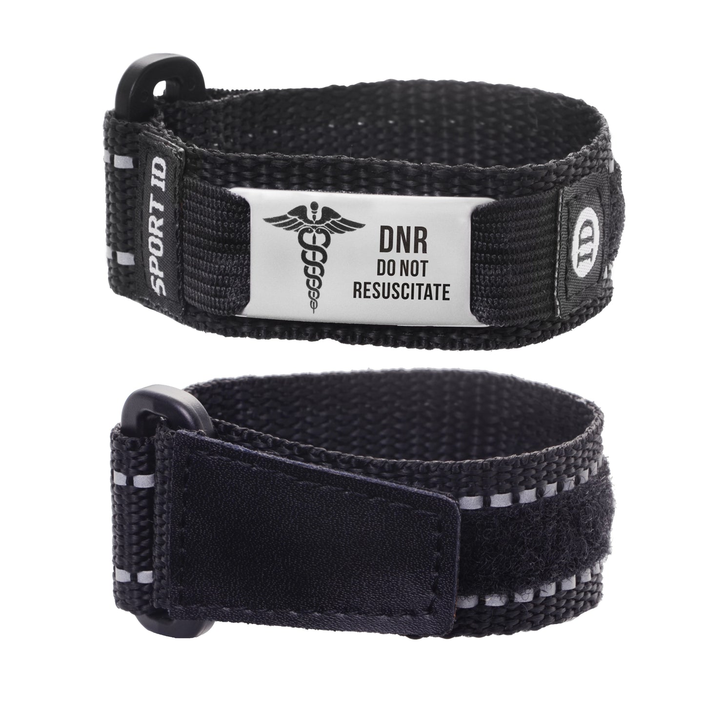 LinnaLove Sport Nylon Medical Alert Bracelets with Reflective Strip Adjustable Lengths 6.5-7.5 inches-for DNR Do Not Resuscitate