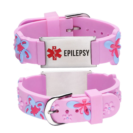 EPILEPSY Bracelet for Girls-Pink butterfly