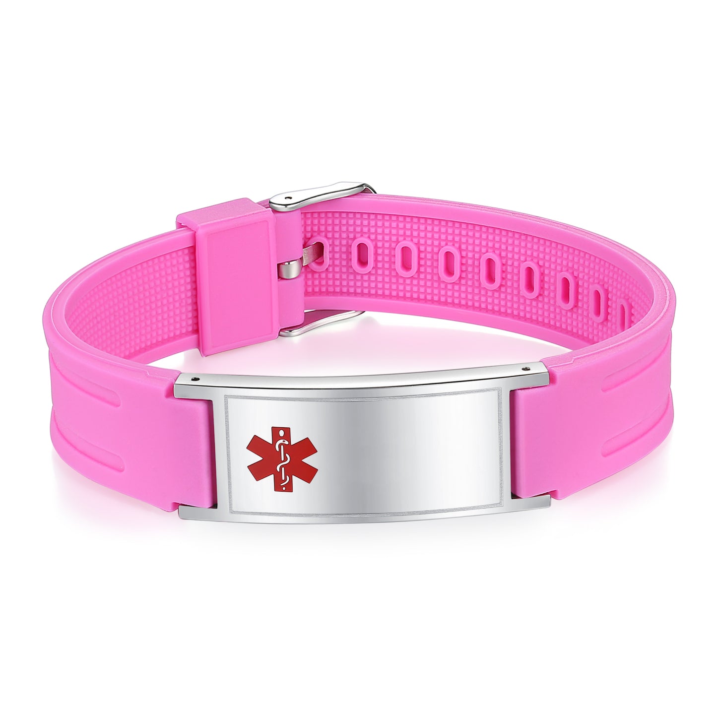 Sports Medical Alert Bracelets for Men & Women Pink Silicone ID Band Suitable for Summer
