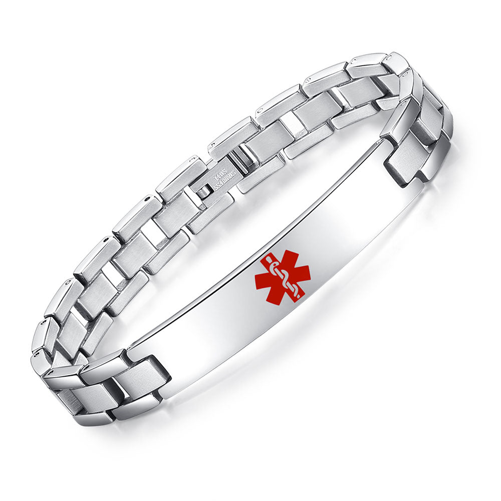 Classic Stainless Steel Medical Alert Bracelets for Men & Women with Free customize Engraving