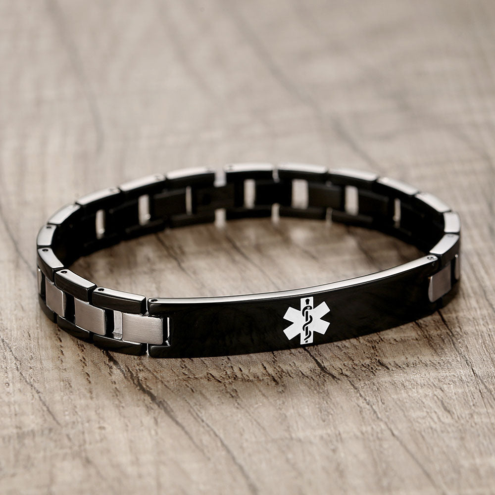 Classic Stainless Steel Medical Alert Bracelets for Men & Women with Free customize Engraving