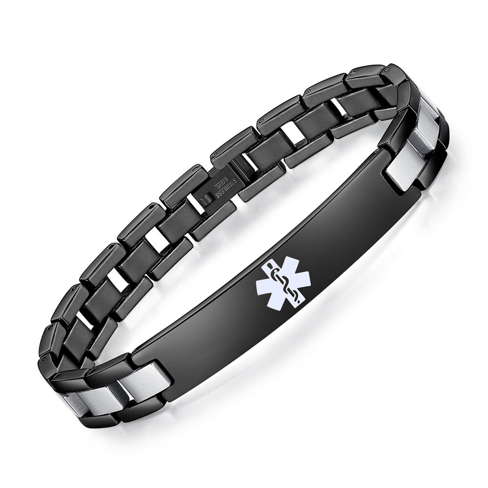 Classic Stainless Steel Medical Alert Bracelets for Men & Women with Free customize Engraving