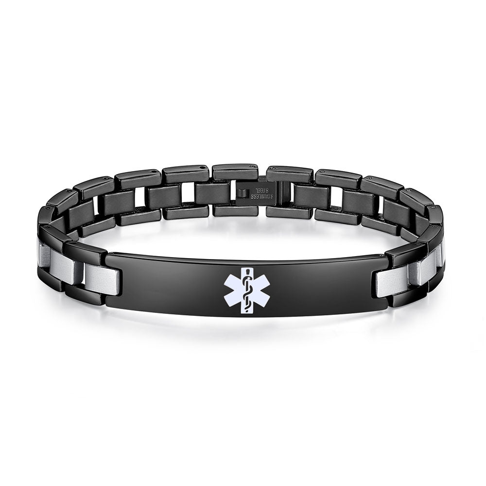 Classic Stainless Steel Medical Alert Bracelets for Men & Women with Free customize Engraving