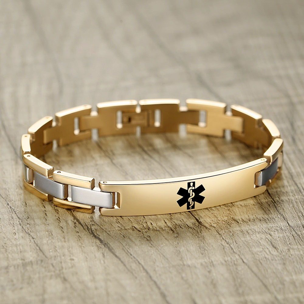 Classic Stainless Steel Medical Alert Bracelets for Men & Women with Free customize Engraving