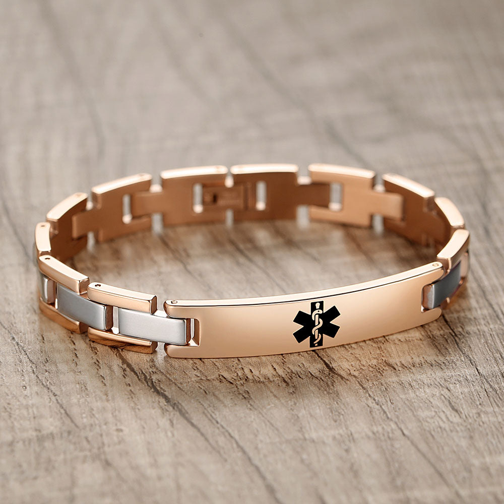 Classic Stainless Steel Medical Alert Bracelets for Men & Women with Free customize Engraving