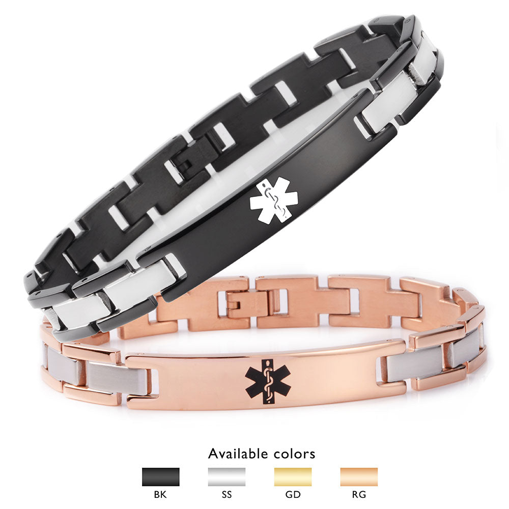 Classic Stainless Steel Medical Alert Bracelets for Men & Women with Free customize Engraving