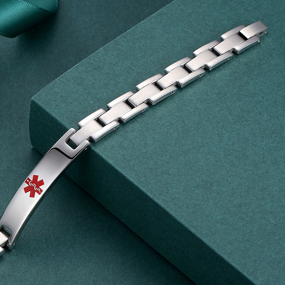 Classic Stainless Steel Medical Alert Bracelets for Men & Women with Free customize Engraving