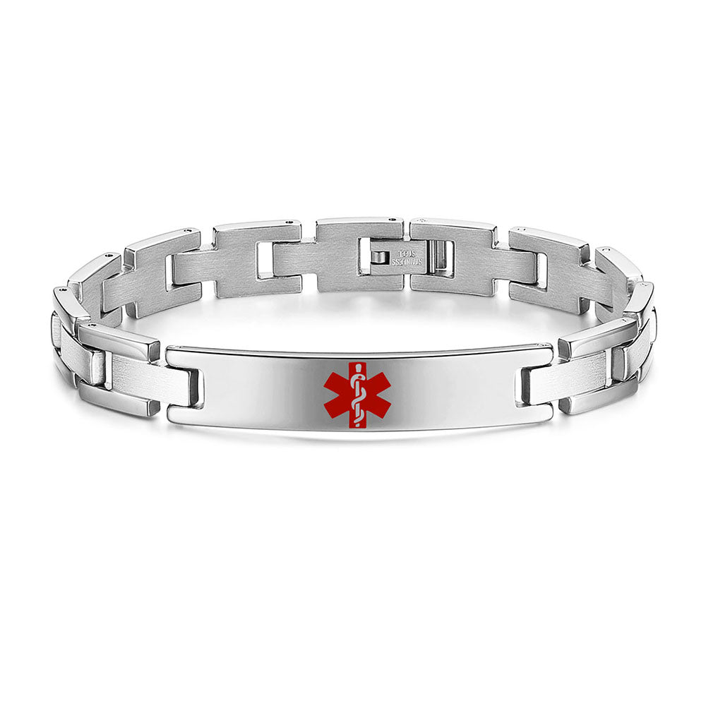 Classic Stainless Steel Medical Alert Bracelets for Men & Women with Free customize Engraving