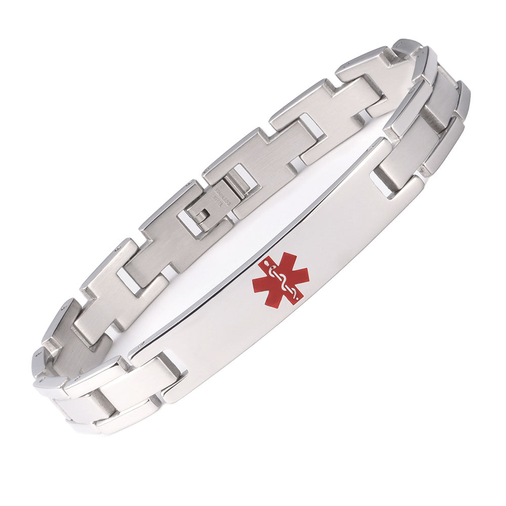 Classic Stainless Steel Medical Alert Bracelets for Men & Women with Free customize Engraving