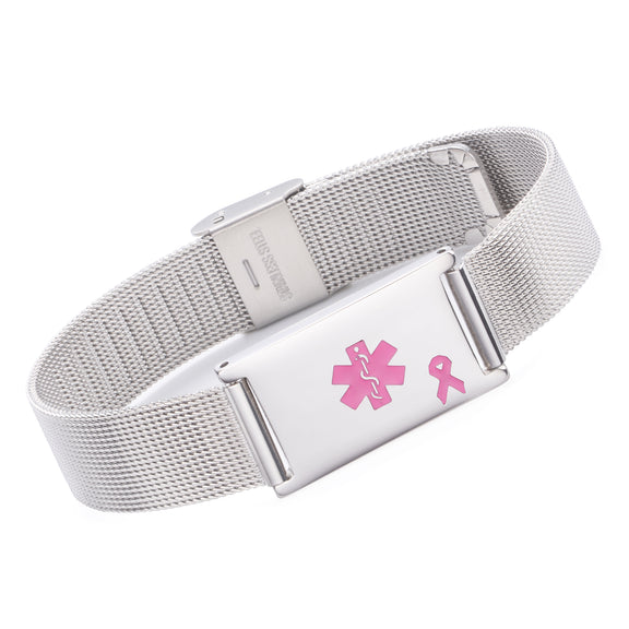 AOAMID Lymphedema Alert Bracelet Adjustable Stainless Steel No Bp No Needles Bracelet For Women Emergency Breast Cancer Medical