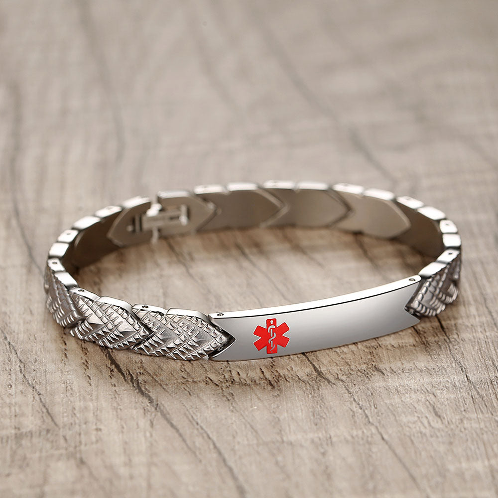 Fashion Titanium Medical alert id Bracelet for Women,Not allergic-Free engraving