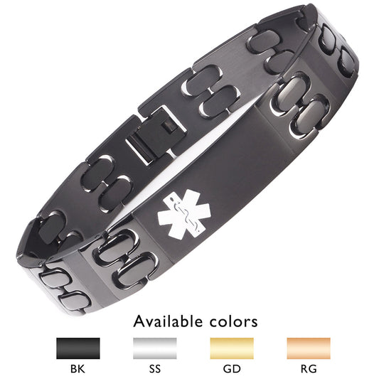 Titanium Medical id Bracelets for Men Free Engraving Emergency Medical alert Bracelets