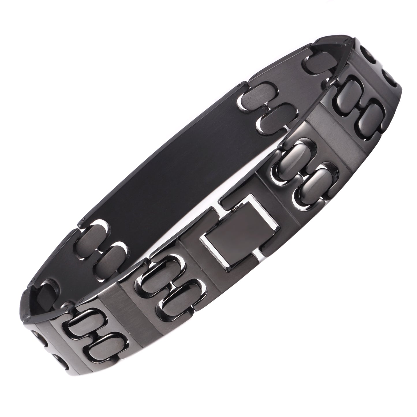 Solid Black titanium Medical alert id Bracelets for Men with Free Engraving