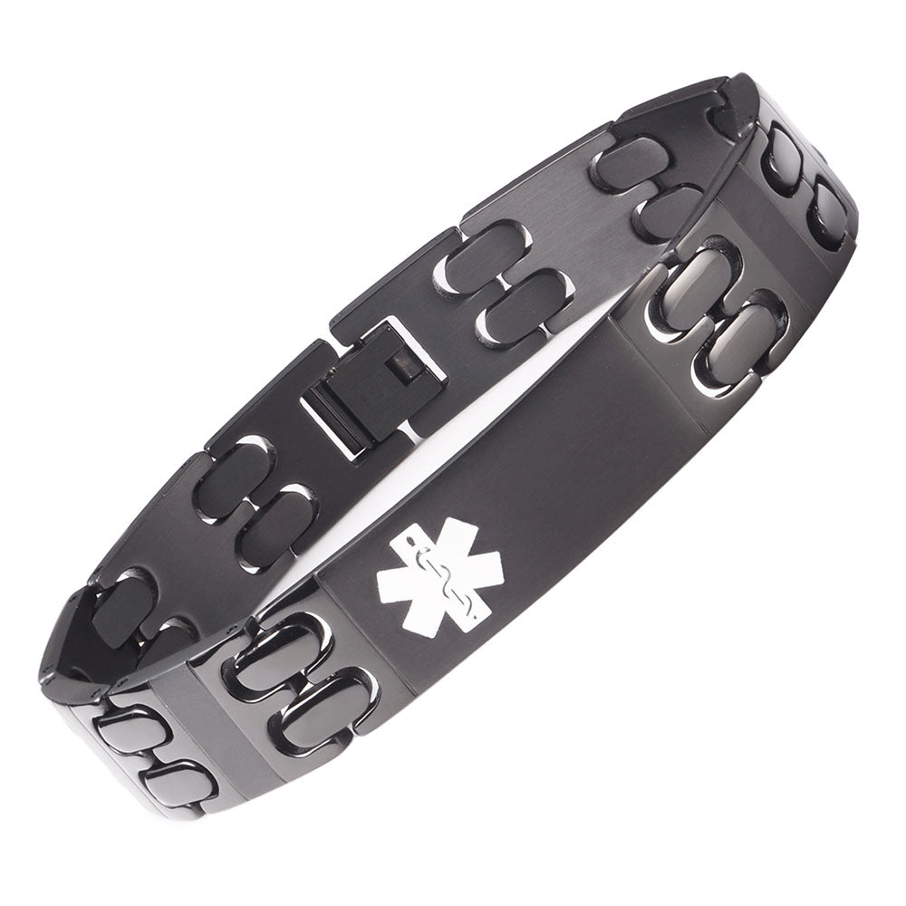 Titanium Medical id Bracelets for Men Free Engraving Emergency