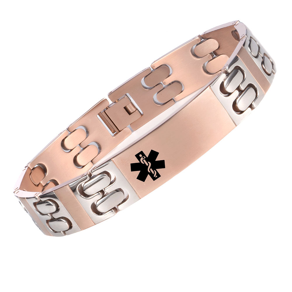 Titanium Medical id Bracelets for Men Free Engraving Emergency Medical alert Bracelets