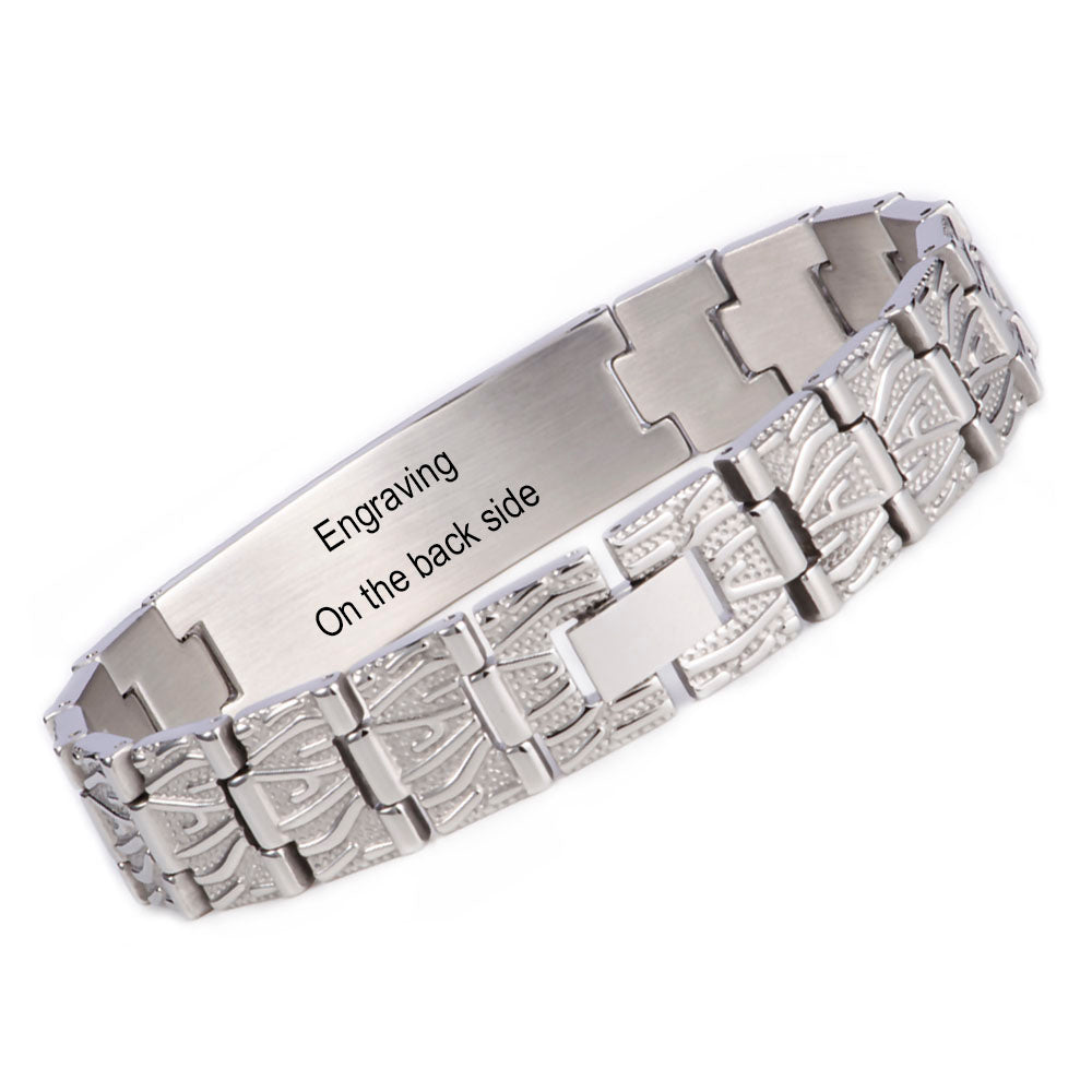 The Men's Medical Alert Bracelets Meridian Stainless Steel Medical id Bracelets for Men with Free Engraving