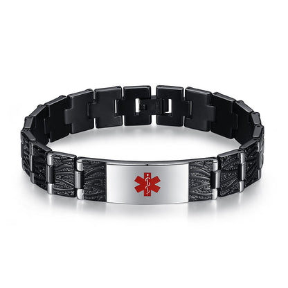 The Men's Medical Alert Bracelets Meridian Stainless Steel Medical id Bracelets for Men with Free Engraving