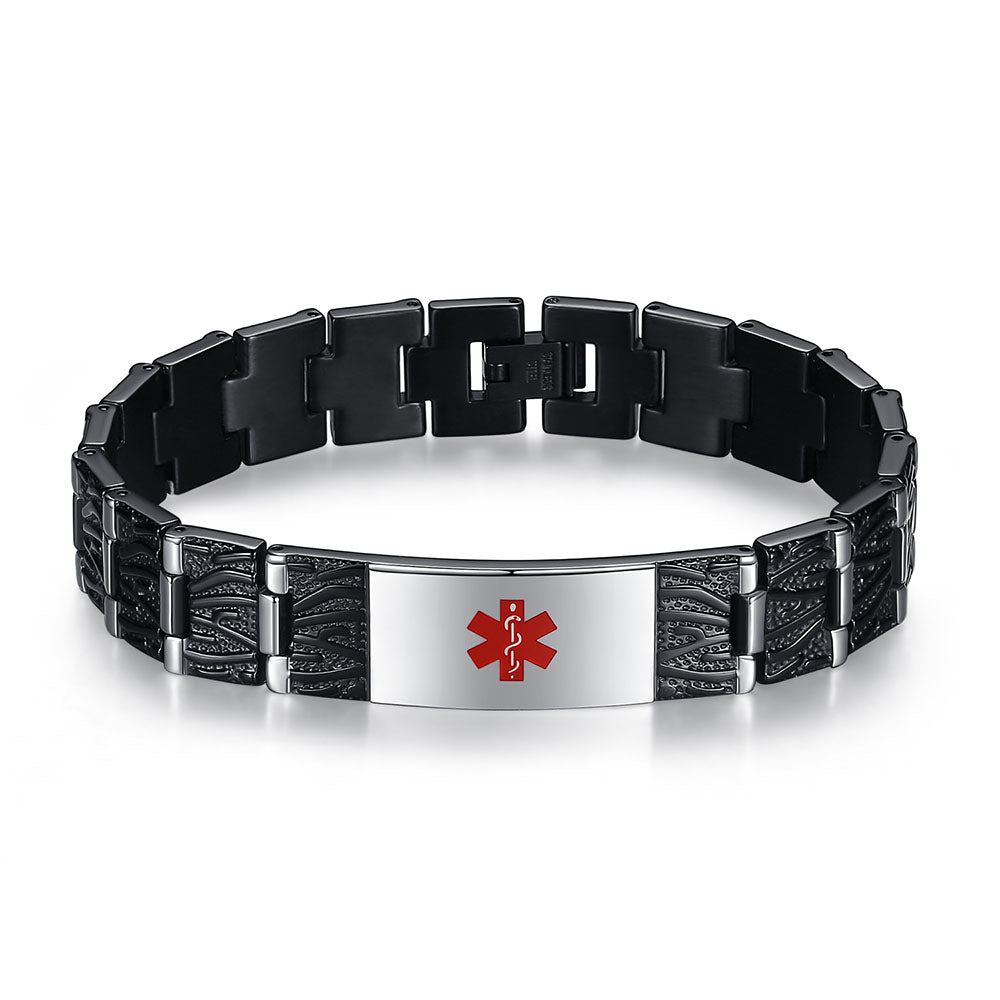 The Men's Medical Alert Bracelets Meridian Stainless Steel Medical id Bracelets for Men with Free Engraving