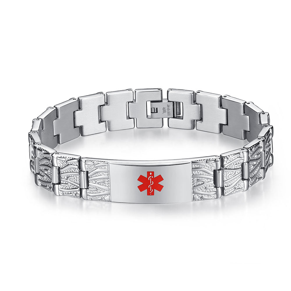 The Men's Medical Alert Bracelets Meridian Stainless Steel Medical id Bracelets for Men with Free Engraving