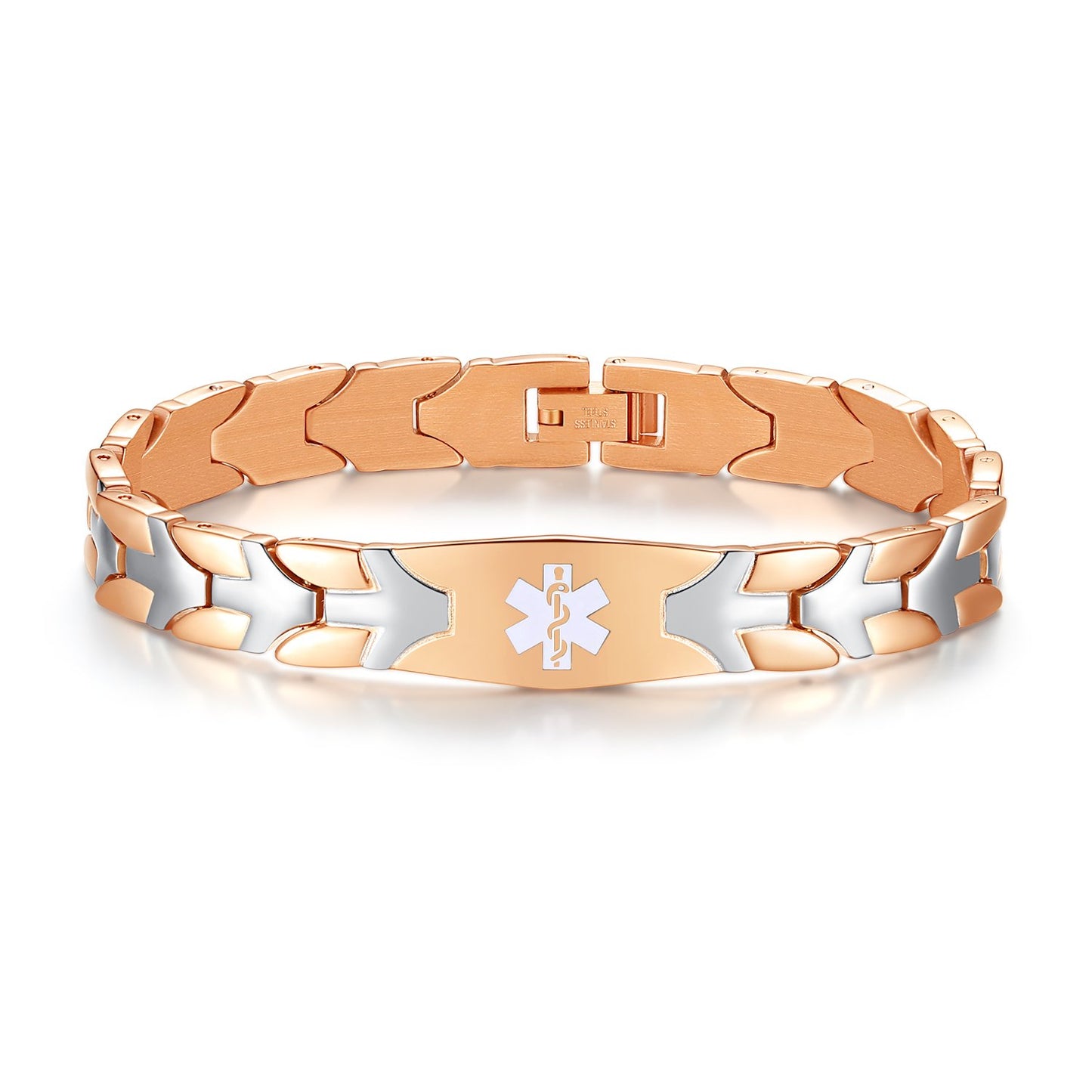 Fashion Rose Gold Flying fish Stainless steel Medical Alert id Bracelets with Free Engraving