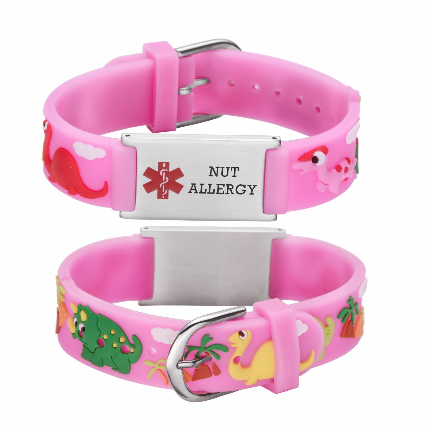 Nut allergy  bracelets for kids-Pink dinosa