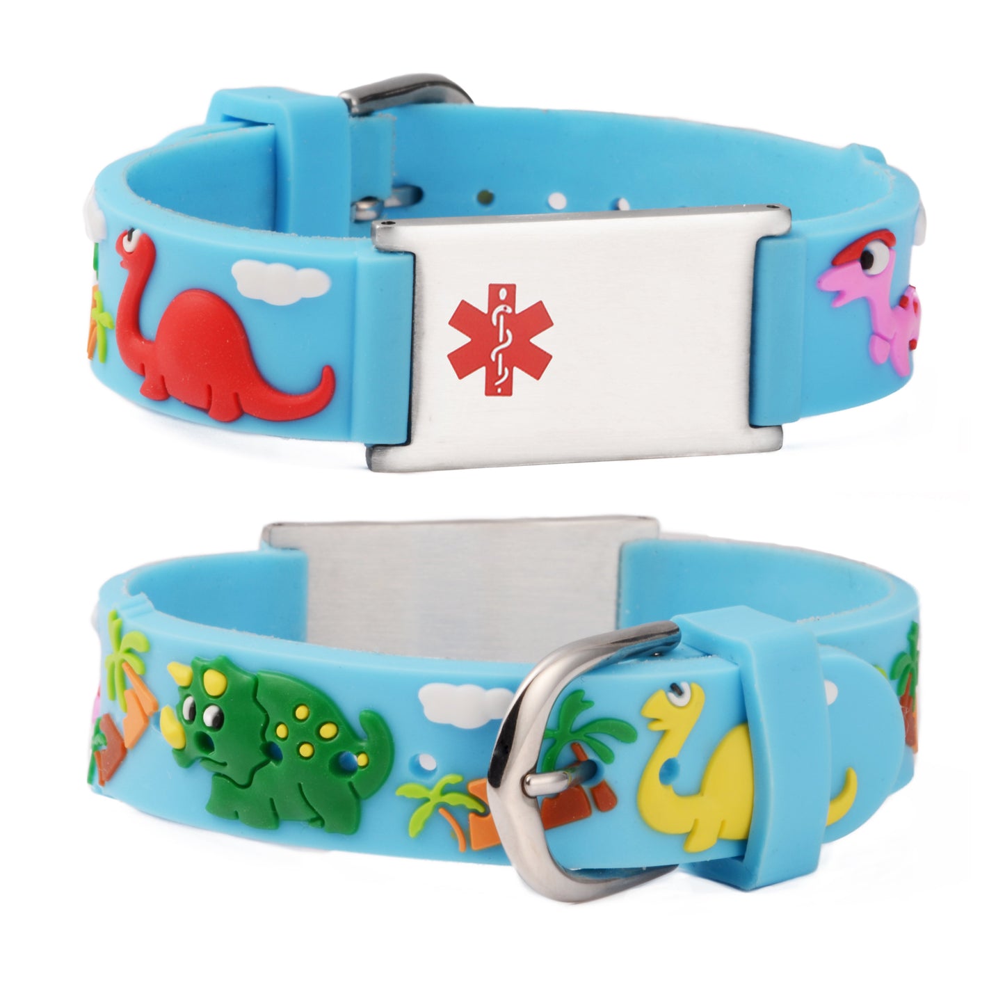 Cartoon dinosaur Medical Alert Bracelet for boys and girls kids with Free Custom engraving