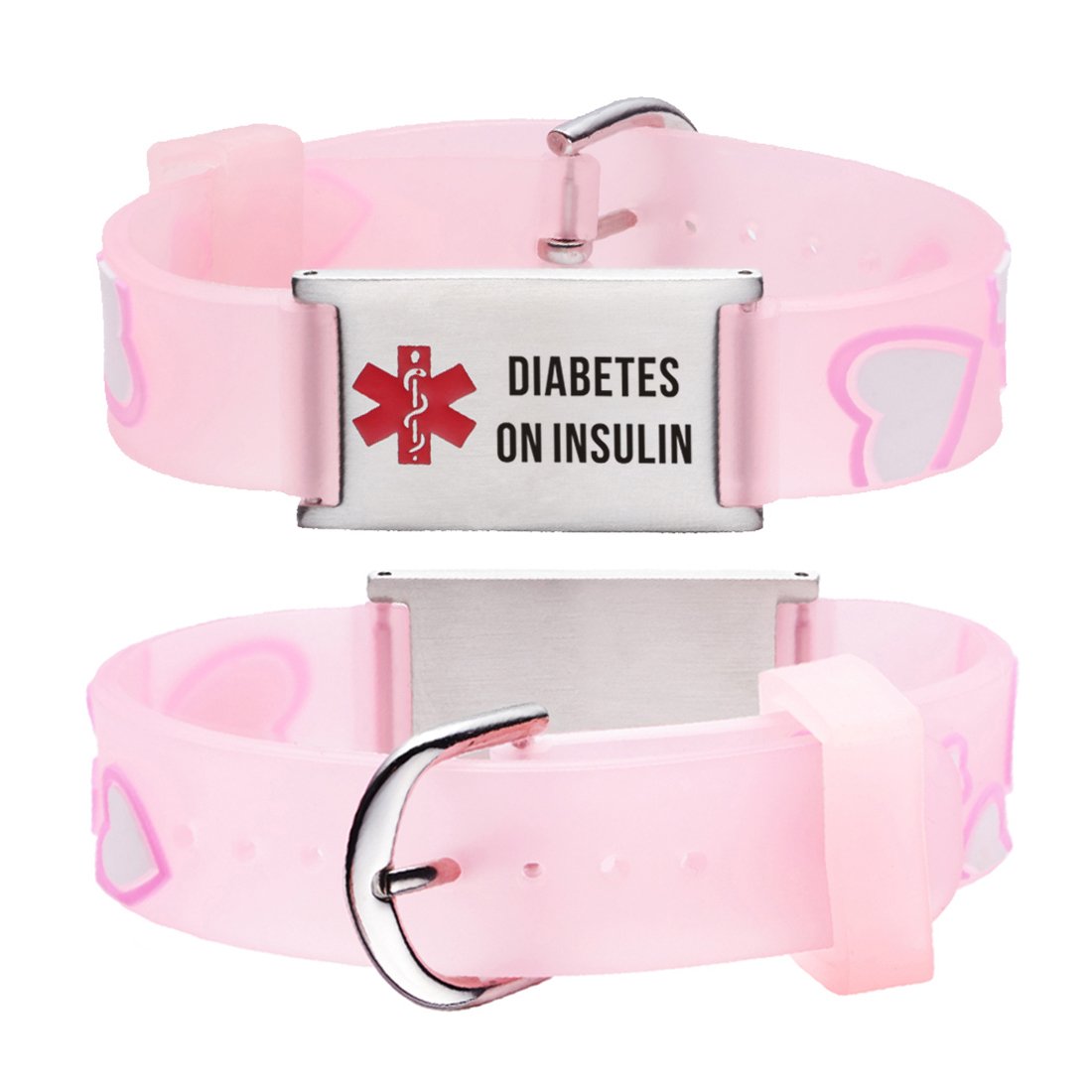 Diabetes bracelets for kids-Pink Heart