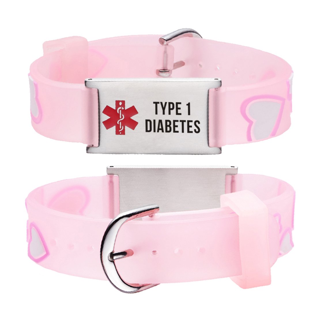 Type 1 Diabetes bracelets for kids-Pink Heart