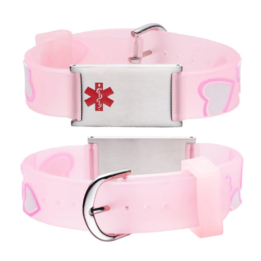 Custom engraving Medical Alert Bracelet for kids-Pink Heart
