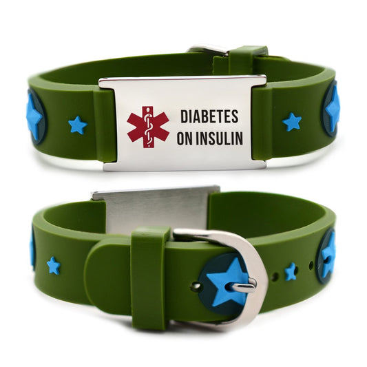 Diabetes bracelets for kids-Green american star