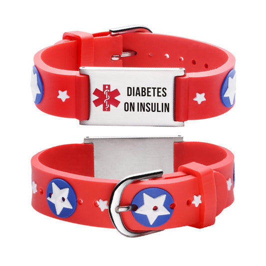 Diabetes bracelets for kids-Red american star