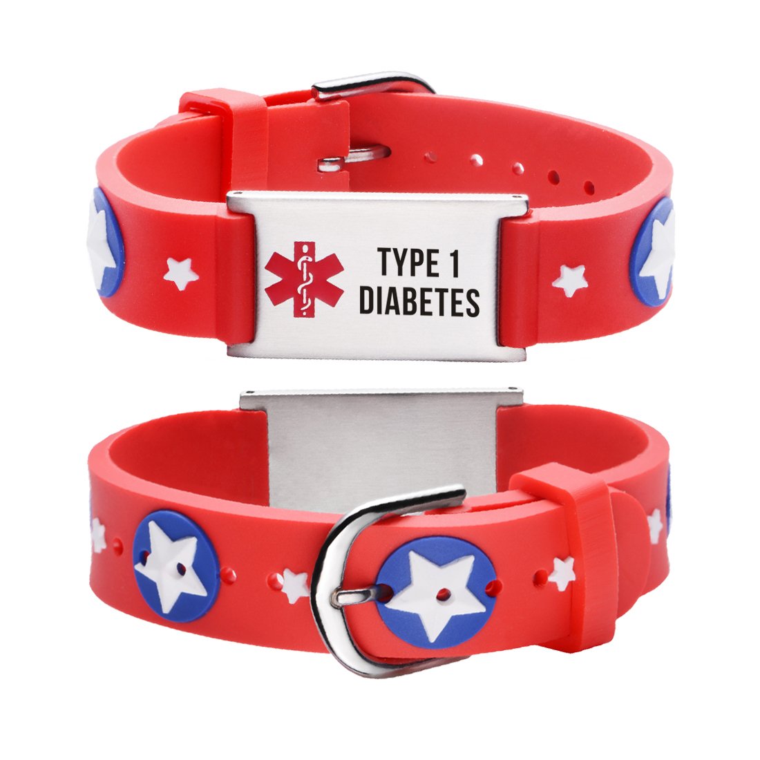 Type 1 Diabetes bracelets for kids-Red american star