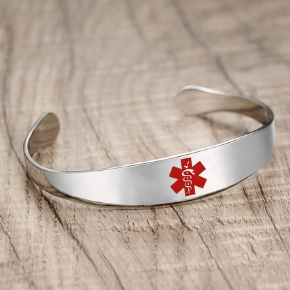 Free Engraving Medical Alert Bracelets Bangle for Women stainless steel cuff medical id bracelets