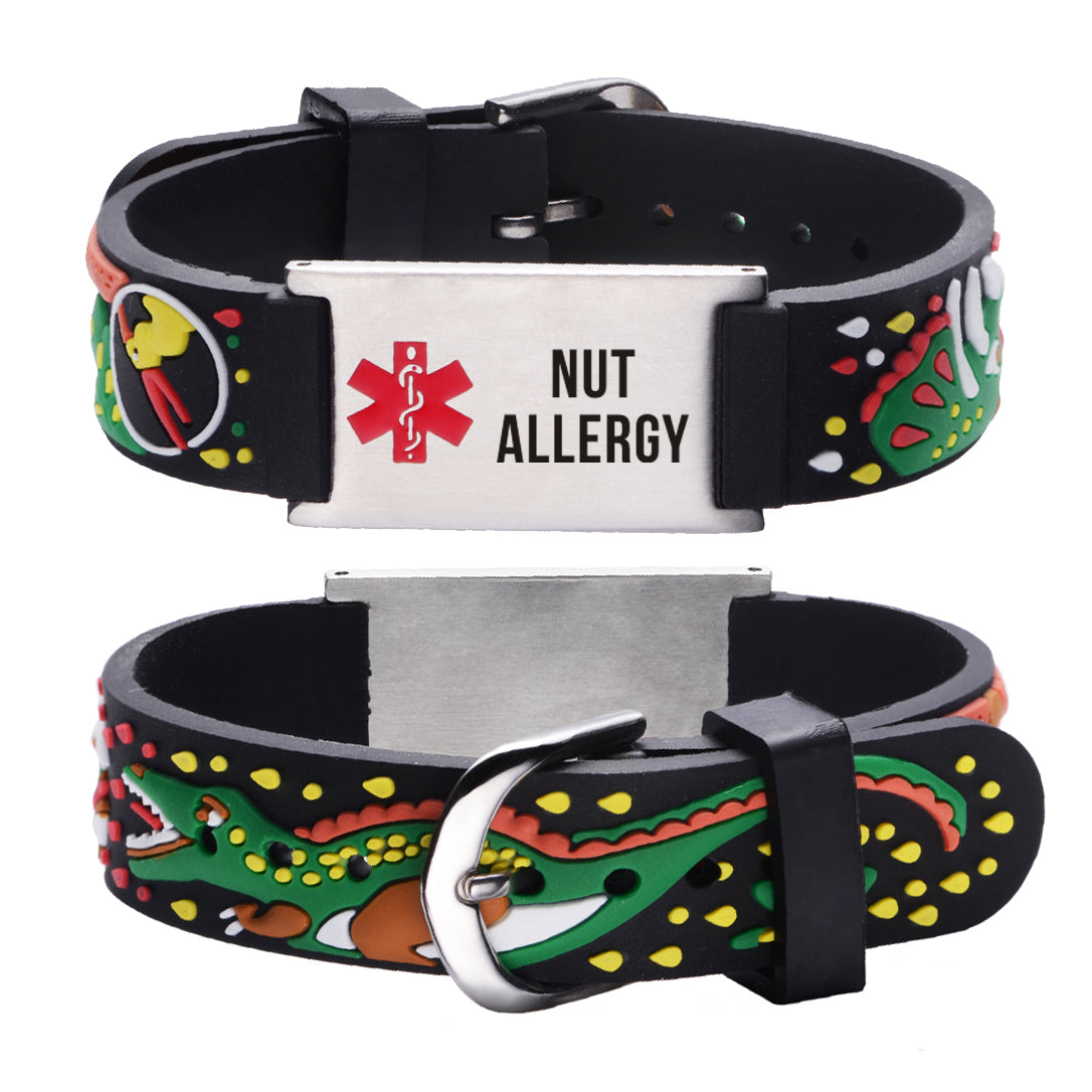 Cartoon Medical Alert id Bracelets for boy & Girls,Kids-Nut Allergy