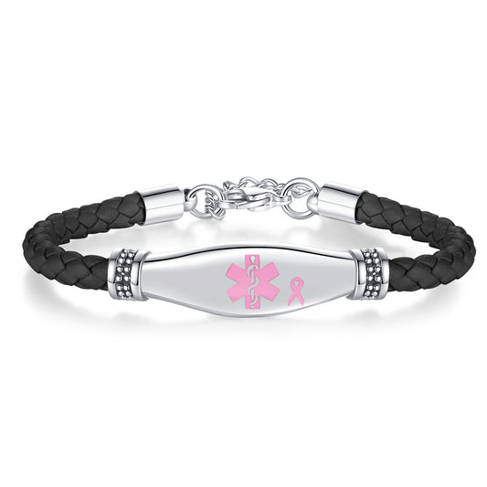 linnalove Lymphedema alert bracelets No Needle or BP bracelets Fashion Pink Leather Medical Alert Bracelets for Womem