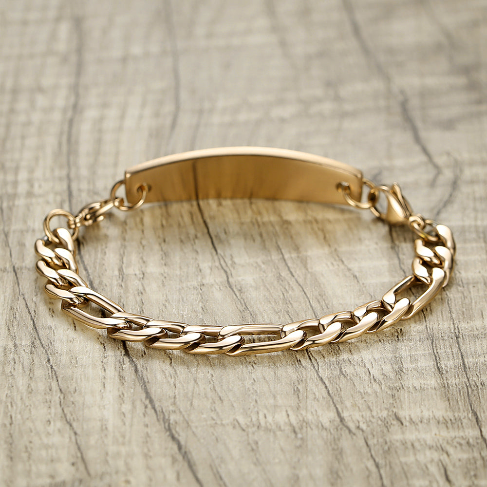 Interchangeable Medical Alert Bracelets for women men with Stainless Steel Figaro Chain